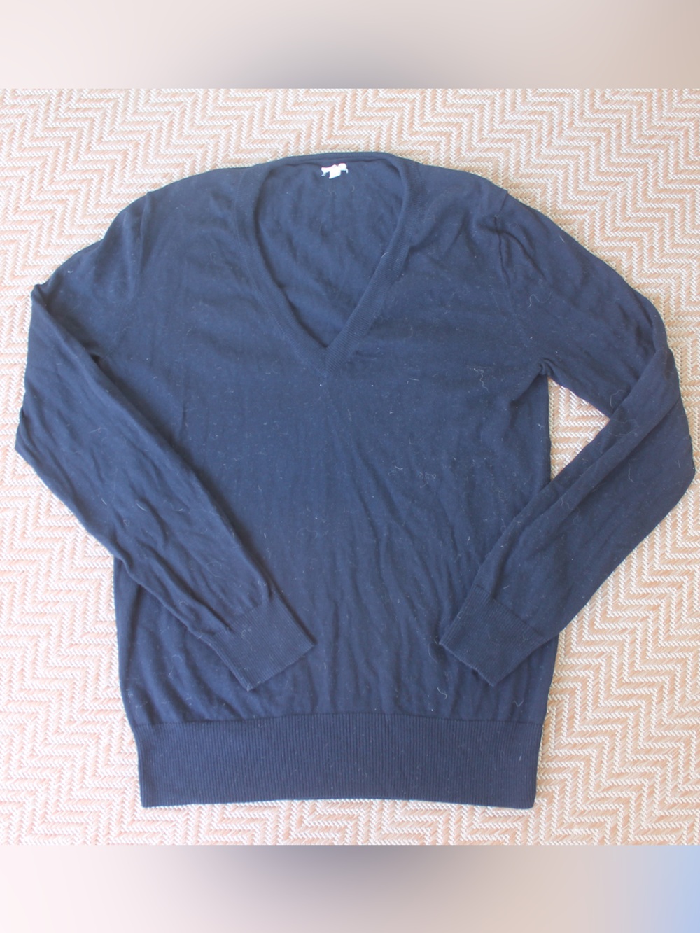 J. Crew Navy V-Neck Cashmere Wool Sweater